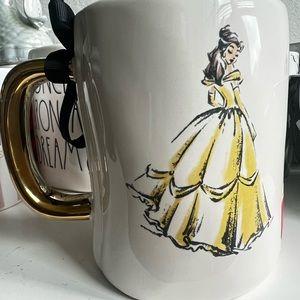 Belle Beauty and the Beast 2 sided True Beauty gold Rae Dunn Disney Mug NWT rare